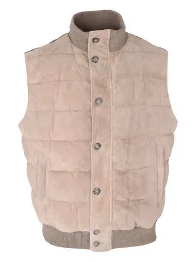 Peserico Button Padded Vest In Neutral