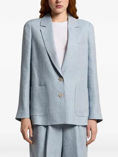 Peserico Button Patch-pocket Blazer In Blue