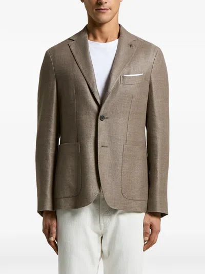 Peserico Button Pocket Blazer In Brown