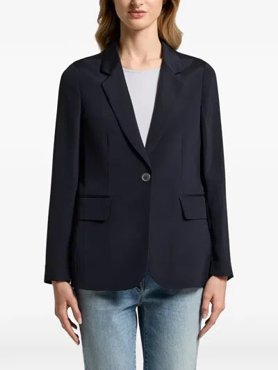 Peserico Single Breasted Crepe De Chine Blazer In Blue