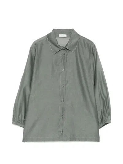 Peserico Button Sleeve Shirt In Green
