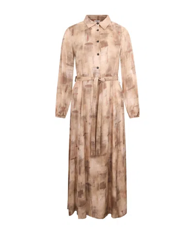 Peserico Button-up Belted Midi Dress In Brown