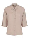 Peserico Button-up Linen Shirt In Neutrals