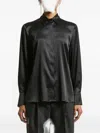Peserico Stretch Silk Satin Button-front Shirt In Black