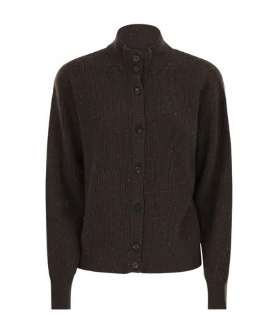 PESERICO PESERICO BUTTON-UP HIGH NECK CARDIGAN