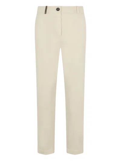 Peserico Button Zip Trousers In Neutral