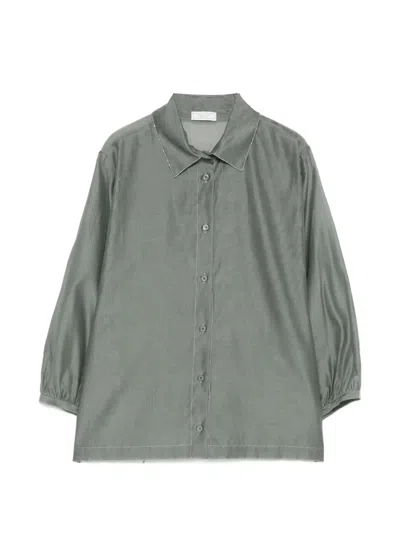 Peserico Button-cuff Oversized Shirt In Green