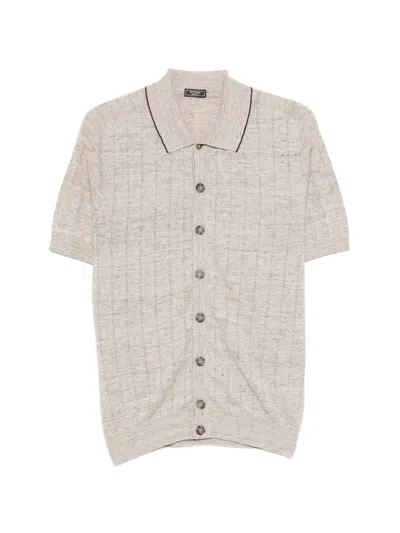 Peserico Buttoned Collared Knitwear In Gray