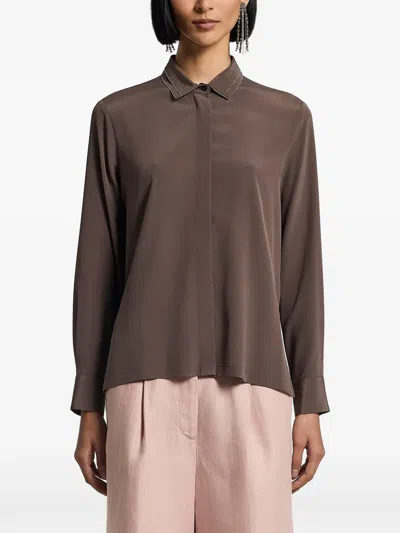 Peserico Buttoned Collared Shirt In Brown