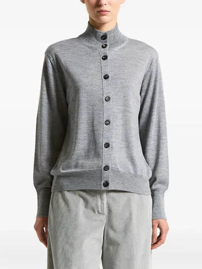 Peserico Buttoned High-neck Knitwear In Gray