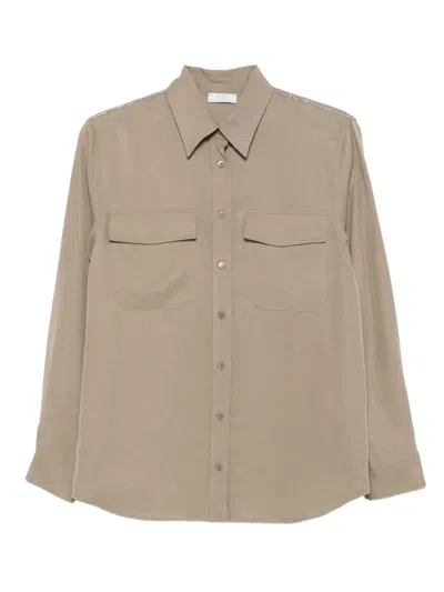 Peserico Buttoned Long-sleeve Shirt In Brown