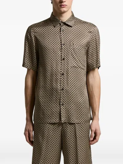 Peserico Buttoned Patterned Shirt In Brown