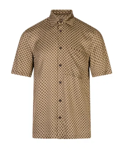 Peserico Buttoned Patterned Shirt In Brown