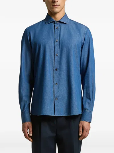 Peserico Buttoned Shirt In Blue