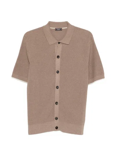 Peserico Buttoned Short-sleeve Shirt In Brown