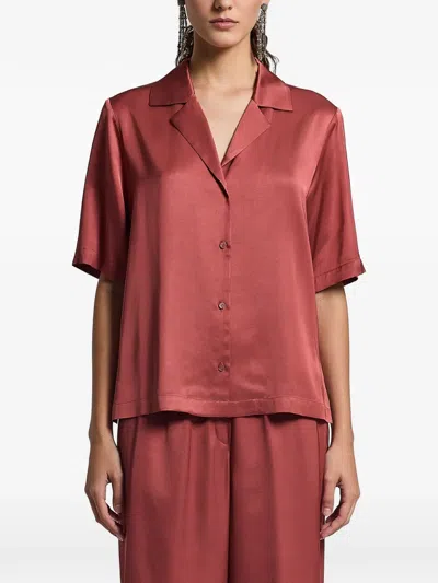 Peserico Buttoned Short-sleeve Shirt In Red