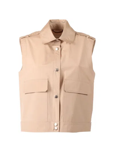 Peserico Buttoned Vest In Neutral