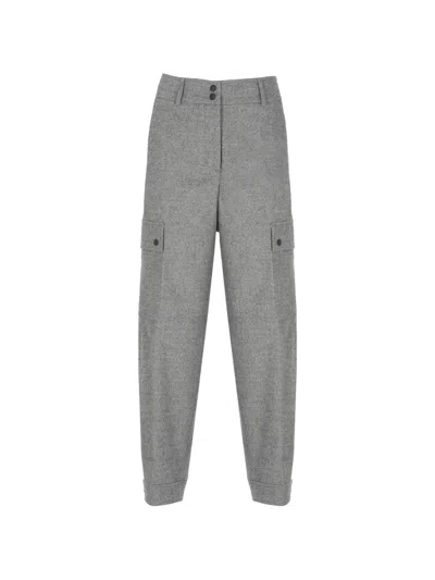Peserico Button-fastening Straight-leg Trousers In Gray