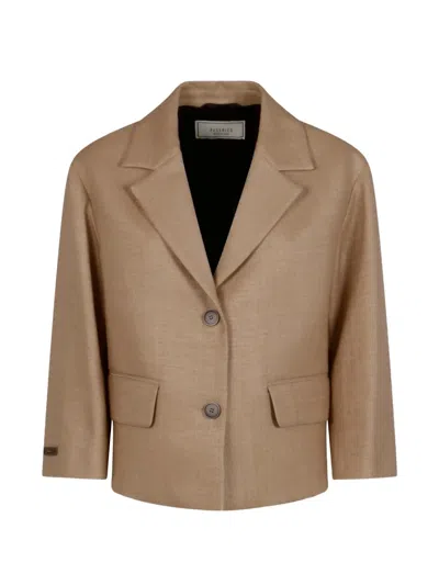 Peserico Button-up Cropped Jacket In Neutral