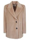 Peserico Long-sleeved Coat In Neutral