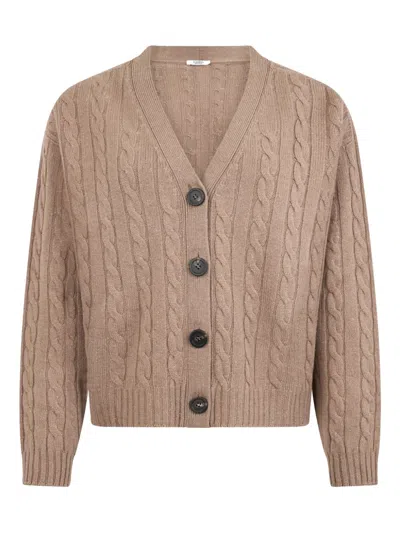 Peserico Cable-knit Button Cardigan In Brown