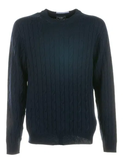 Peserico Cable-knit Crew-neck Sweater In Black