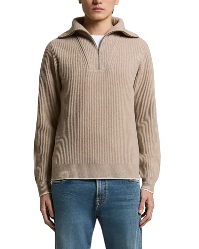 Peserico Ribbed-knit Quarter-zip Sweater In Neutral