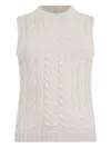 Peserico Cable-knit Mock-neck Vest In Neutral