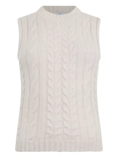 Peserico Cable-knit Mock-neck Vest In Neutral