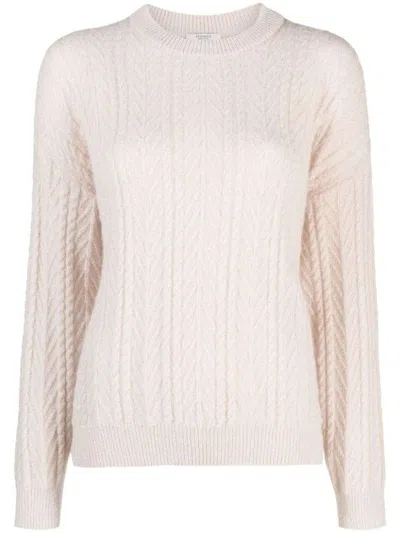 Peserico Cable-knit Pink Wool-blend Knitwear Jumper In White