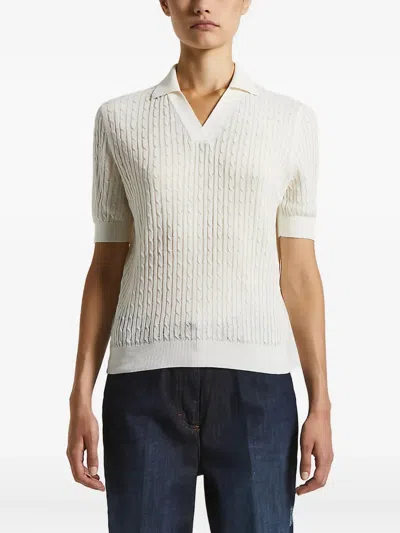 Peserico Cable-knit Polo Top In White