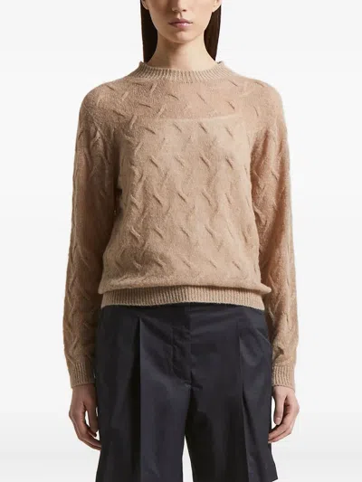 Peserico Cable-knit Sweater In Brown