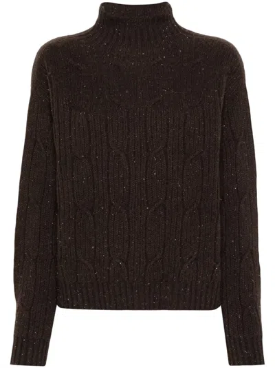 Peserico Cable-knit Sweater In Brown