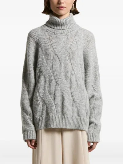 Peserico Cable-knit Turtleneck Sweater In Gray