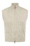 Peserico Cable Zip Vest In Alpaca Wool