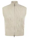 Peserico Cable Zip Vest In Alpaca Wool In Neutral