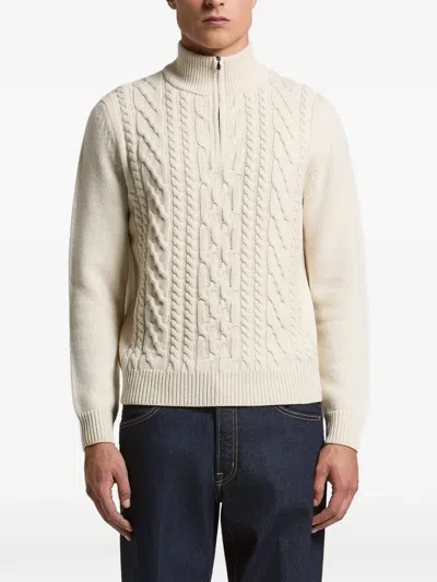 Peserico Cable-knit Quarter-zip Sweater In Neutral
