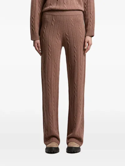 Peserico Cable-knit Sequin-embellished Trousers In Brown