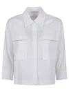 Peserico Cropped White Poplin Shirt With Hidden Buttoning