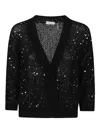 Peserico Deep V-neck Cardigan With Sequined Embellishments