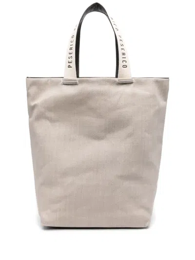 Peserico Canvas Tote Bag In Neutrals