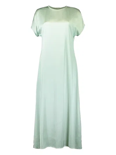 Peserico Cap-sleeve Satin Dress In Green