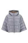 Peserico Hooded Quilted Jacket Side Pockets In Gray