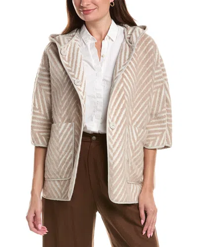 Peserico Herringbone Hooded Cape In Neutrals