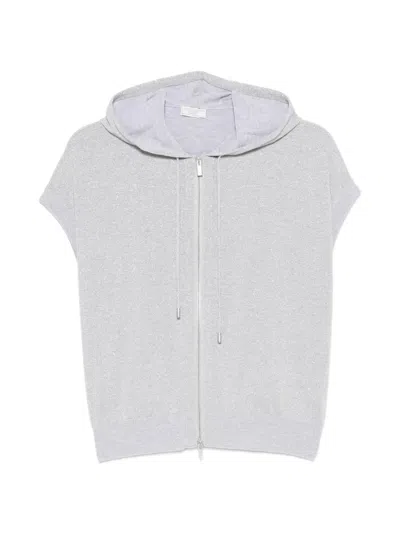 Peserico Cap-sleeve Zip-up Cardigan In Gray