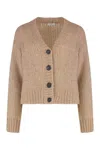 Peserico Cardigan In Mixed Wool And Alpaca In Brown