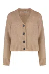 Peserico Cardigan In Mixed Wool And Alpaca In Brown