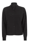 Peserico Button-fastening High-neck Cardigan In Black