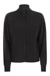 Peserico Button-fastening High-neck Cardigan In Black