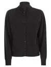 Peserico Button-fastening High-neck Cardigan In Black